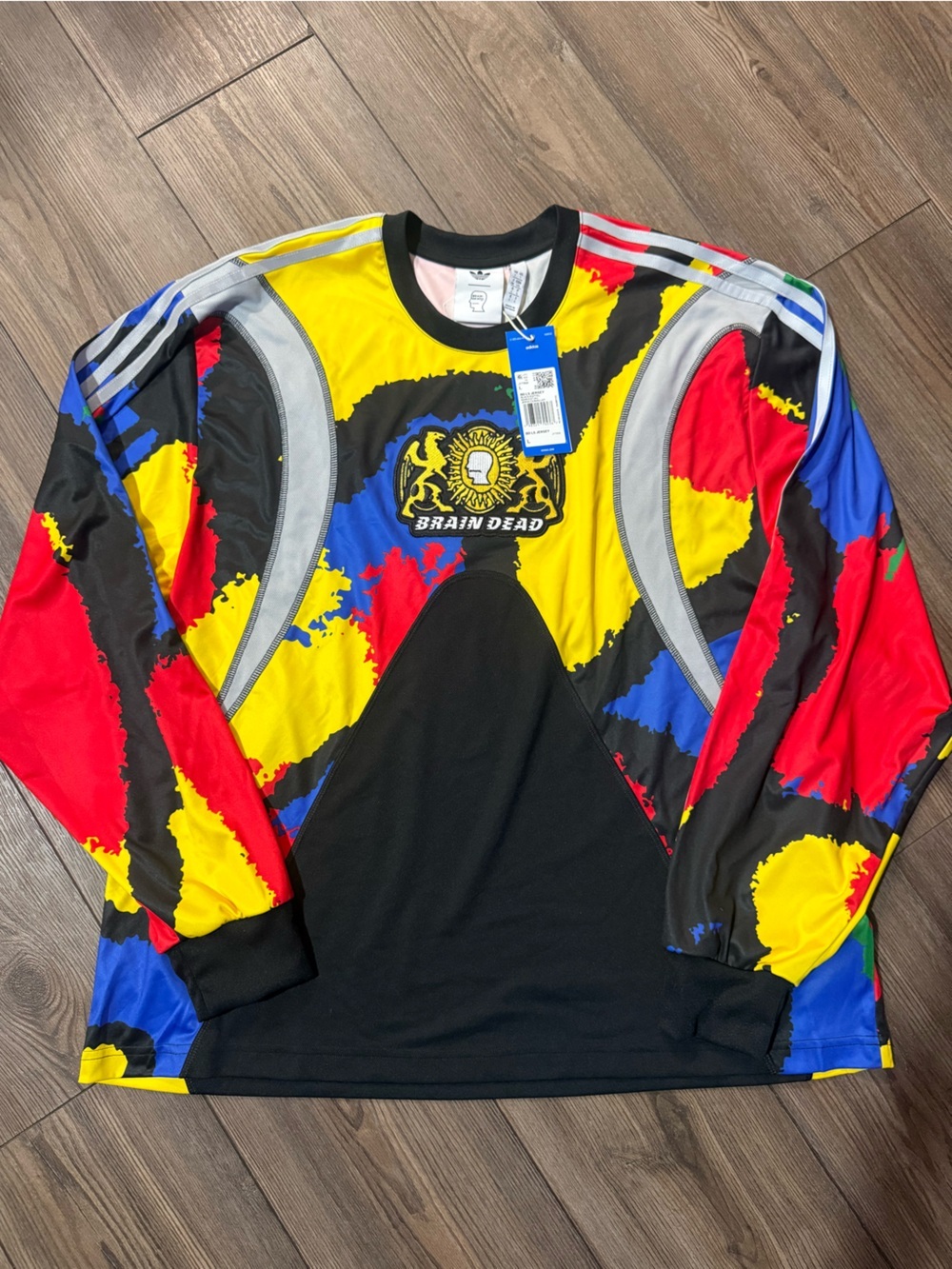 NWT adidas x Brain Dead BD LS Jersey Multicolor Graphic Long Sleeve Large